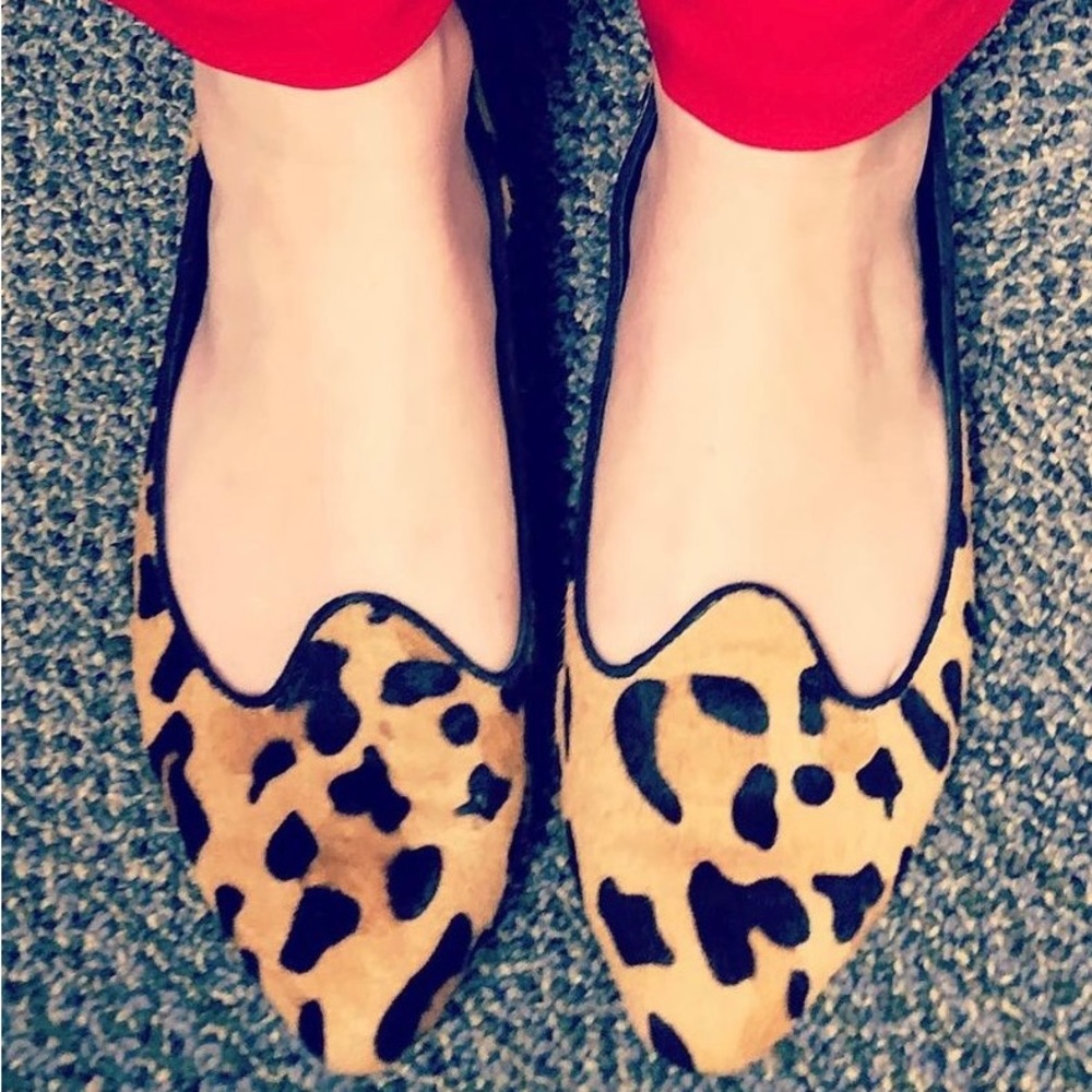 Steve Madden leopard black calf hair flats 7